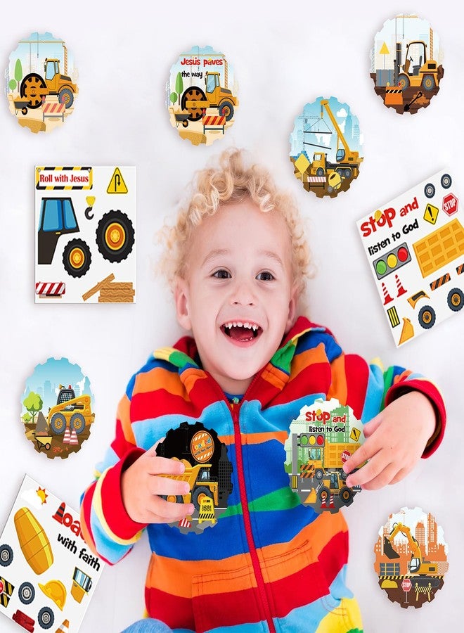 Resholder 30 Sets Christian Crafts Construction Vehicle Stickers Bulk DIY Religious Sunday School Jesus Bible VBS Craft Ornaments for Summer Back to School Gifts Transportation Car Truck Party Favors - Image 5